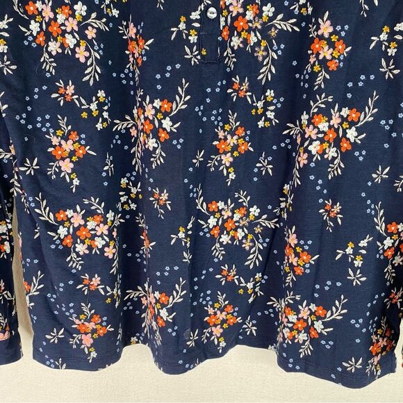 Style & Co Top Women’s Blue Floral Long Sleeve Henley Casual Crew Neck XXL - Picture 4 of 10